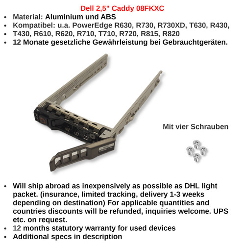Dell 08FKXC 8FKXC 2,5 Zoll Hot Swap SAS/SATA Caddy