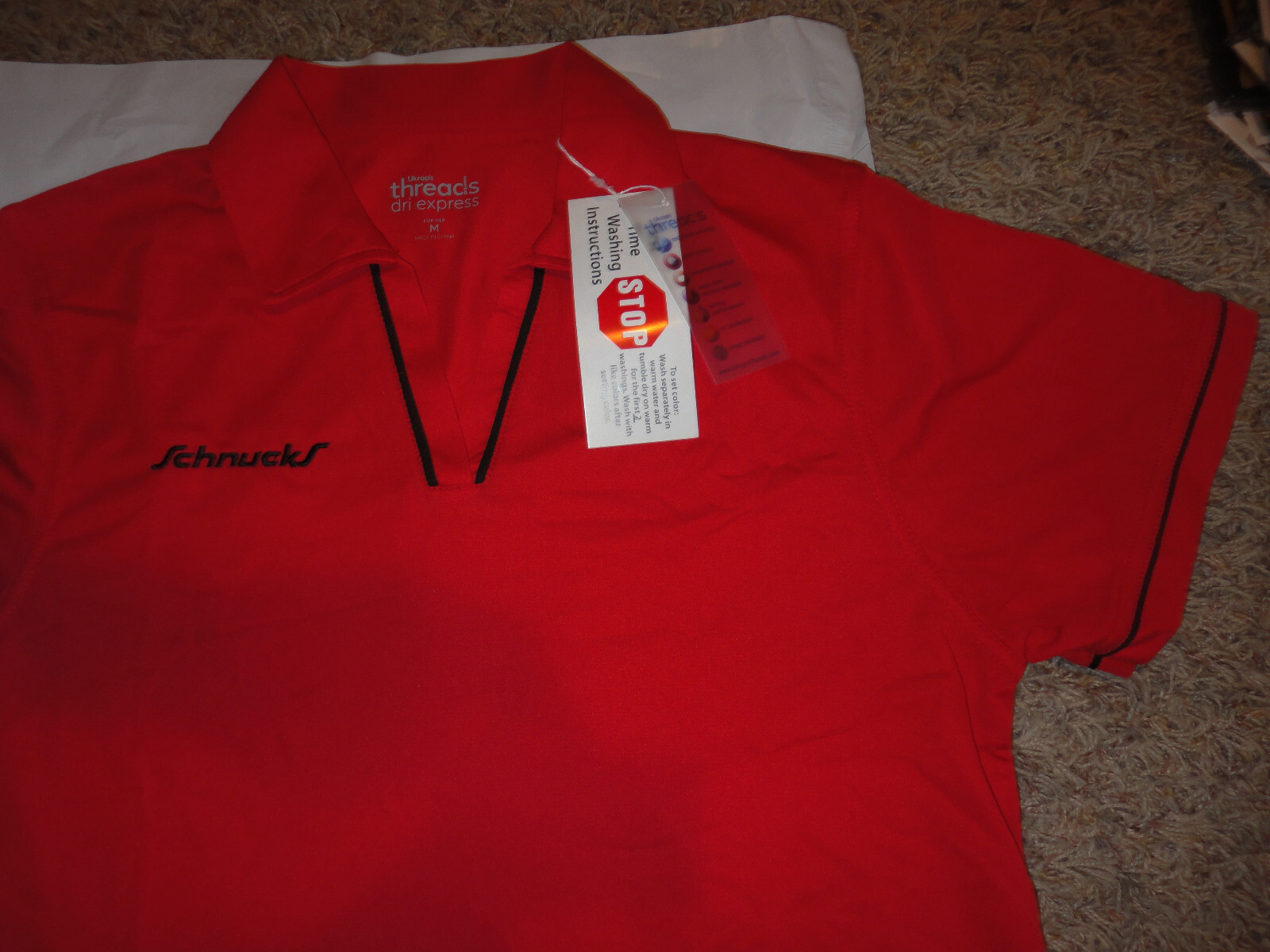 Schnucks Employee Women Red Polo V-Neck Shirt Uniform~Medium/M~Grocery St.  Louis | Ebay