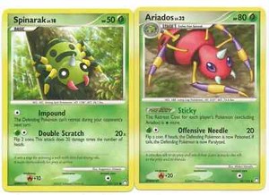 Pokemon Cards: Ariados 20/123 & Spinarak 103/123 Mysterious Treasures Rare!
