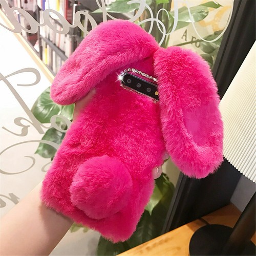 Plush Bunny Bling Glitter Diamond Fluffy Rabbit Fur Cases Cover For Cell Phone - Picture 14 of 14
