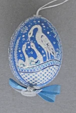 Pysanka Egg Ornament,Raised Wax,Glittered,Made on Empty Hen Shell,Design RW0038