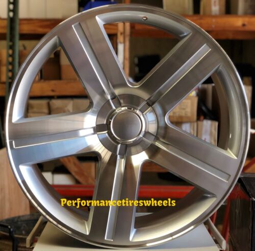 4 NEW TEXAS EDITION 24x10 5x127 SILVER MACH WHEELS CHEVROLET SILVERADO GMC TAHOE