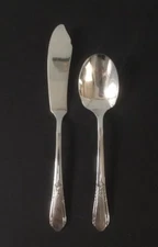 VTG 1940 Happiness 2PC Sugar Spoon & Butter Knife WM A Rogers Oneida Silverplate