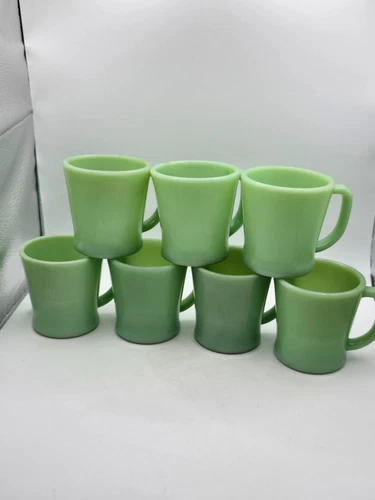Vintage 1950's Fire King Jadeite Coffee Mugs Set of 7 Excellent!!