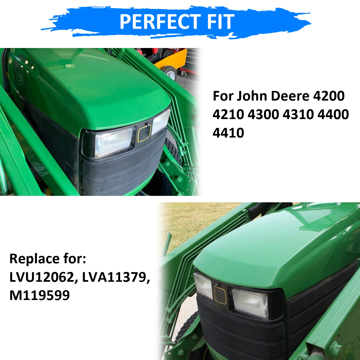 For John Deere 4200 4210 4300 4310 4400 4410 Upper Hood W/Fuel Door