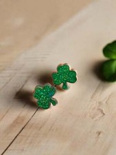 GLITTER SHAMROCK Post Earrings