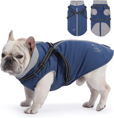 PETTOM Waterproof Dog Coat All In One Harness & Coat Light Weight Blue 3XL 50cm - Picture 6 of 7