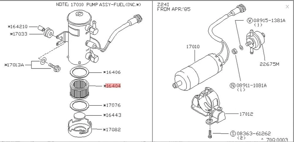 Filtro bomba combustible OEM NISSAN 16404-28530 NUEVO 1980-86 720 PICKUP (vendido cada uno) Foto 3 de 3