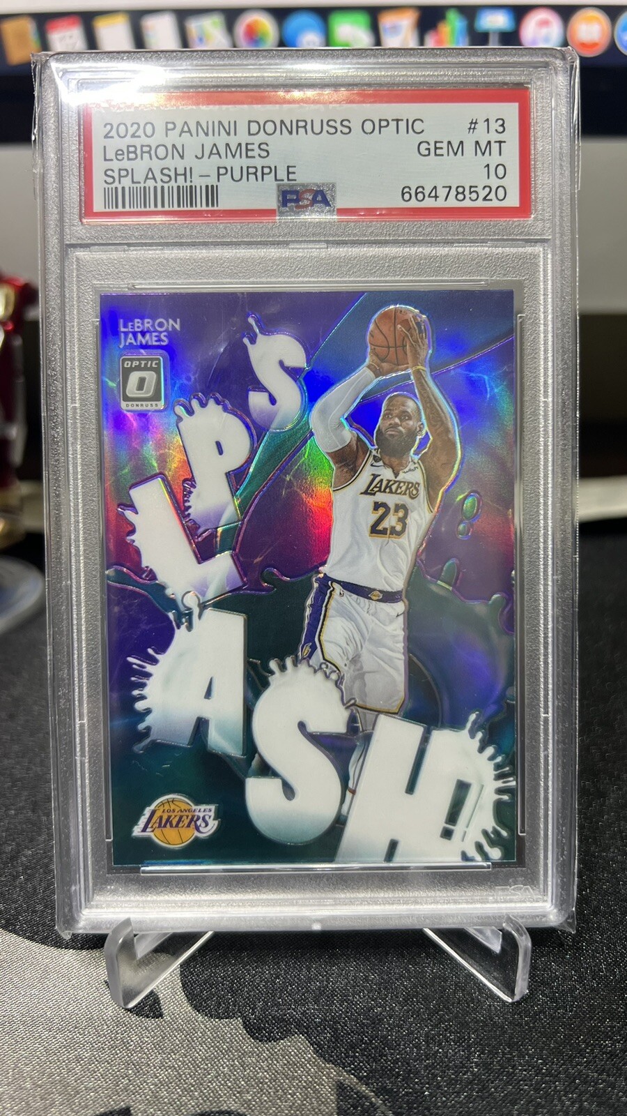 2020 PANINI DONRUSS OPTIC LEBRON JAMES SPLASH PURPLE PRIZM #13 PSA 10 GEN MINT