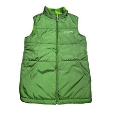 Columbia Reversible Vest Youth Medium 10/12 Green Fleece Plaid