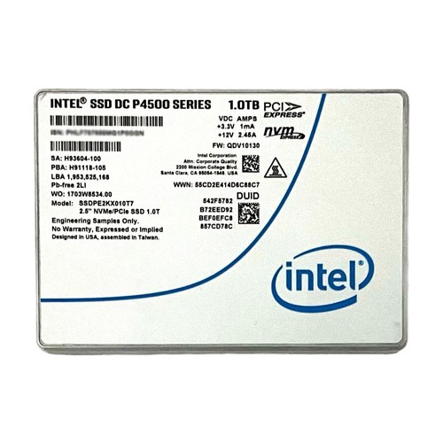 1TB NVME SSDPE2KX010T7 Intel U.2 2.5 Enterprise NVMe Drive 294K IOPS PCIe 3.0 x4 - Photo 5/8
