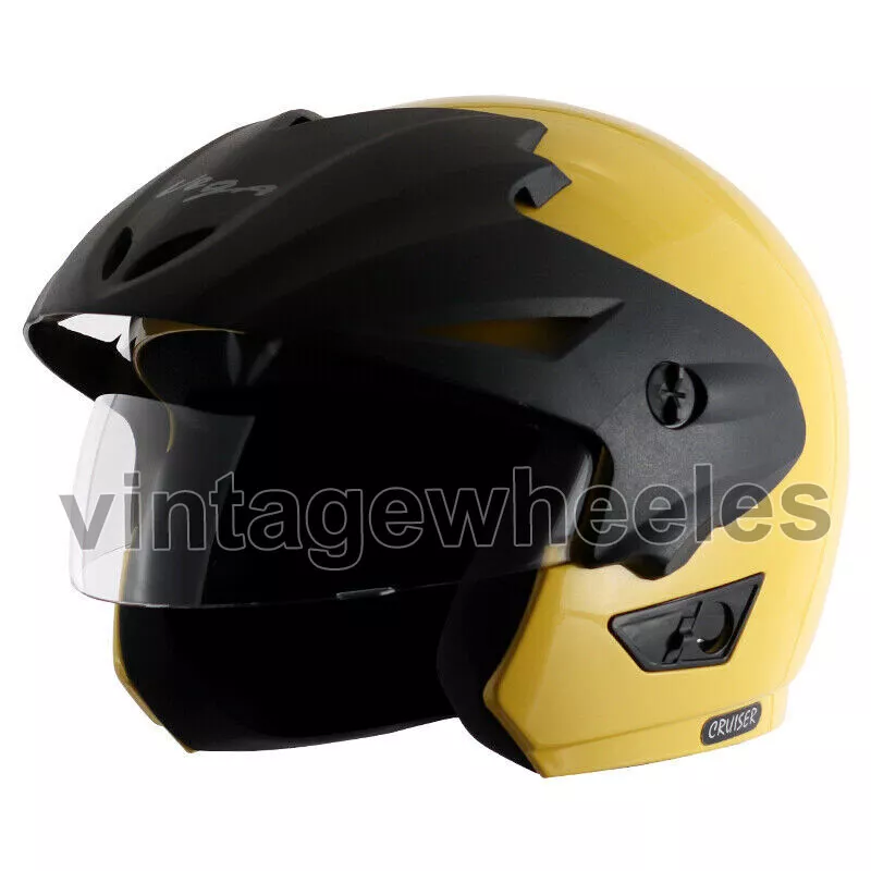 Vega Cruiser W P Yellow Open Face Helmet Equipped With Stylish Sun