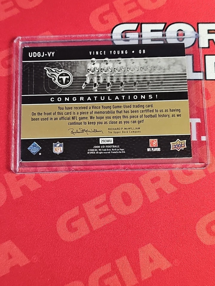 2008 Upper Deck UD Game Jersey GOLD #UDGJ-VY Vince Young Tennessee Titans relic - Image 4 of 4