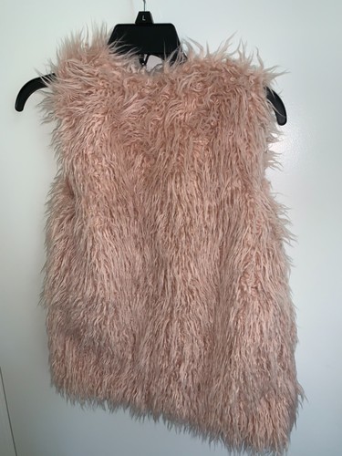 New Zara Kids Girls Fuzzy Faux Fur ? Open Front Pink Vest Outerwear 9/10 - Picture 10 of 12