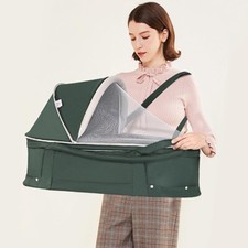 2 in 1 Portable Travel Bassinet Folding Baby Bed with Sunshade Cover Dark Green