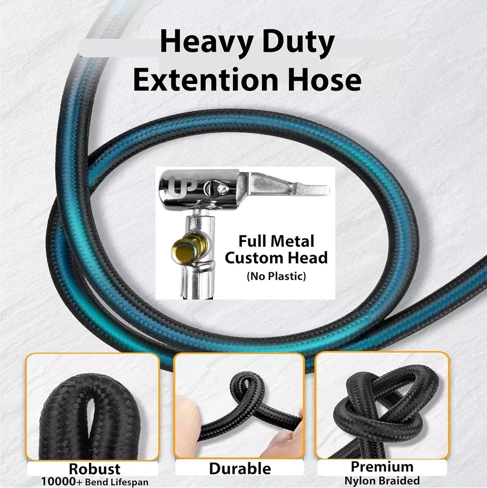 Flexible De Gonflage Rapide Pour Compresseur - Rallonge Pour Pneus, Air Comprimé (noir)