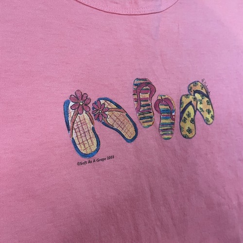 VTG 2003 Soft As A Grape Sandals Art One Size Fits All Pink T Shirt Woman Sz OS - Picture 2 of 6
