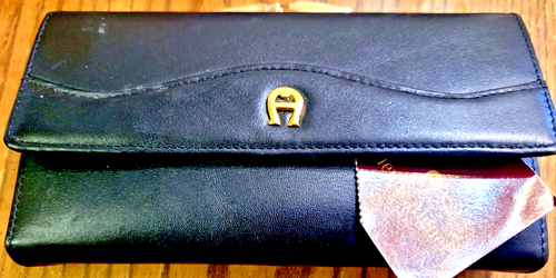 Etienne Aigner Schwarz Scheckbuch Organizer Damen Clutch Geldbörse