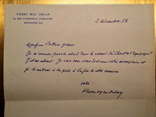 PIERRE MAC ORLAN CHANT DE L'EQUIPAGE*ENVOI AUTOGRAPHE +LETTRE*MARINE VOILE LIVRE - Foto 10 di 20