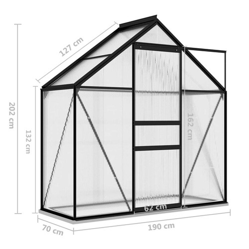 Greenhouse Aluminium Frame Green House Anthracite Storage Garden Shed - Picture 47 of 62