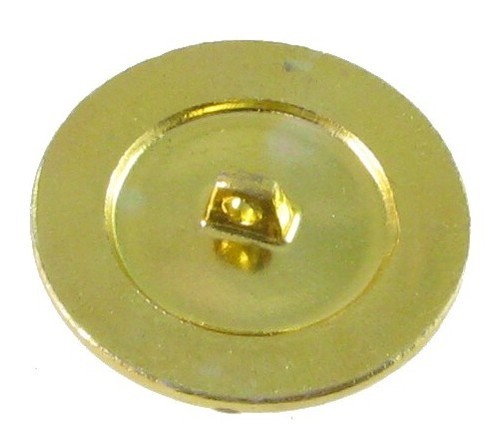 Vintage Anodized Aluminum Button w/ Apple, Cold Enamel Finish - Imit Junque Deco - Picture 2 of 2