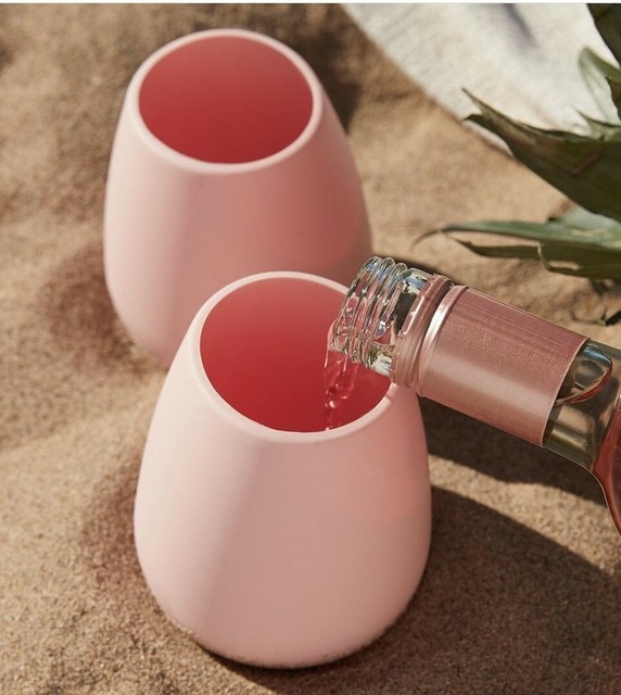 ODEME What A Pair Pink Silicone Wine Glasses set of 2 FabFitFun *Brand