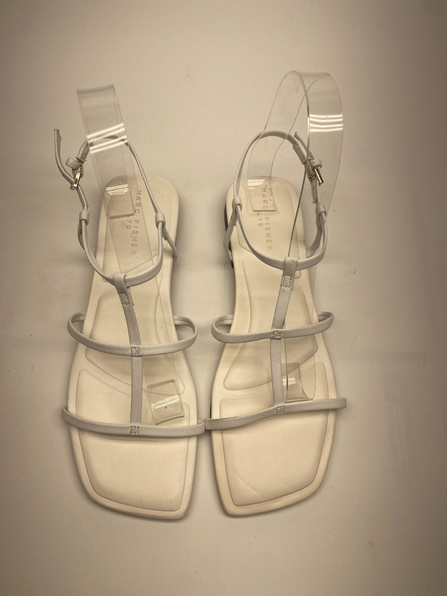 Marc Fisher LTD Women's Marris Flat Sandal - Adjustable Ankle Strap & Square Toe