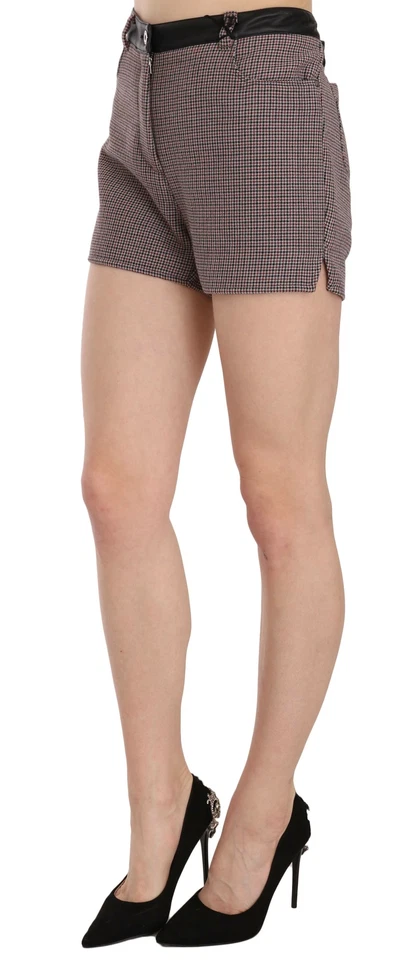 C'N'C COSTUME NATIONAL Shorts Plaid Black Leather Waist Mini IT42/US8/M RRP $200 - Image 3 of 4