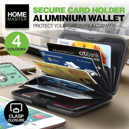 Blue RFID Aluminium Credit Card Security Wallet Holder 6 Cards Slots Brand New - Picture 3 of 5