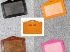 Custom Horizontal Name ID Badge Holder with card slot Black Pink Orange Brown 