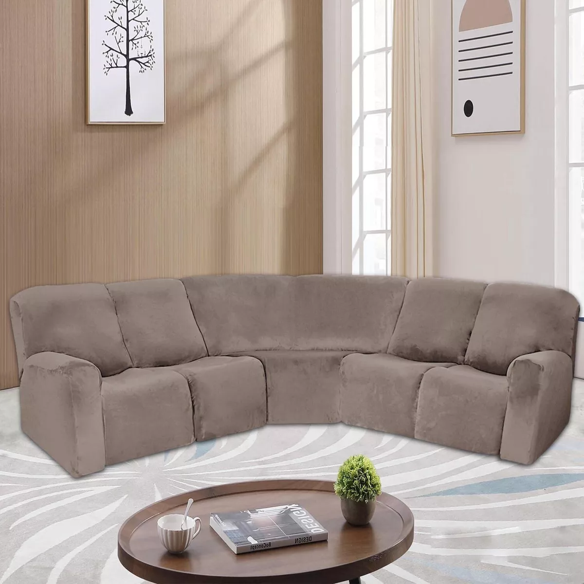 5 Seater Velvet Stretch Recliner Corner