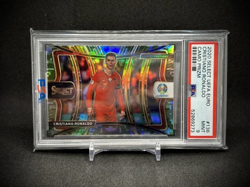 Cristiano Ronaldo 2020 Panini Select UEFA Euro Camo Prizm /49 SP PSA 9 Portugal