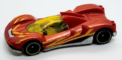 2017 HOT WHEELS TEEGRAY RED 1:64 DIECAST 2 3/4'' CAR WITH YELLOW & ORANGE