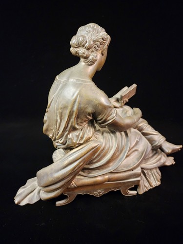 Escultura de bronce mujer leyendo firmada Moreau - Imagen 9 de 21