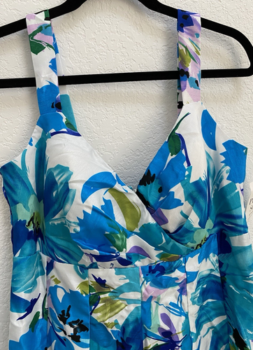 Madison Leigh womens Blue And White Floral Dress - Size 14 - Picture 3 of 16
