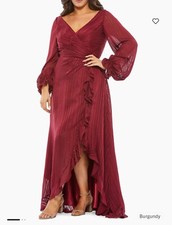 MAC DUGGAL Plus Size 24W Striped Faux Wrap Bishop Sleeve Gown NWT $398