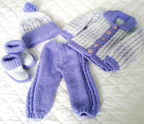 Baby Knitting Pattern Dk Cardigan Leggings Hat Boot 17"- 22" Doll 0-3 Month Baby - Picture 4 of 9