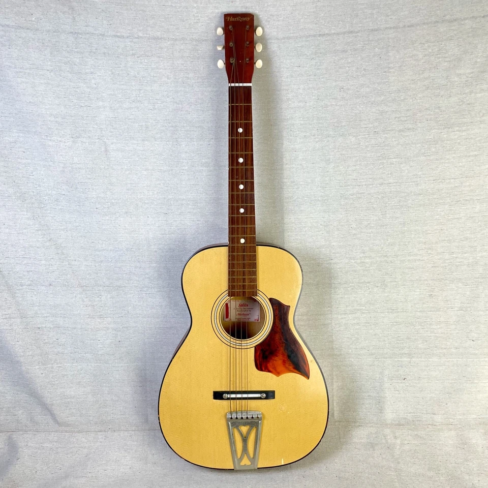 Proyecto de reparación Harmony Stella H6128 años 70 natural hecho en EE. UU. salón escala corta Foto 2 de 4