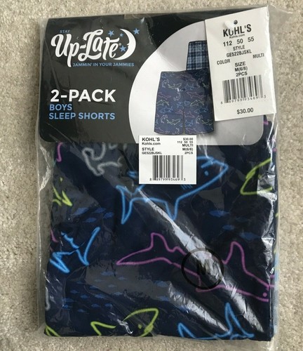 UP-LATE 2-PACK Boy's Sleep Shorts-Sharks or Dinosaurs-Sizes S(4/5) or M(6/8) $30 - Picture 3 of 6
