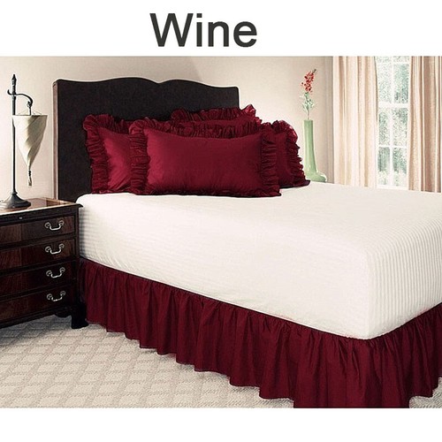 Pleated Egyptian Solid Bed Skirts Dust Elastic Ruffled Twin Full Queen King Bed - Picture 20 of 33