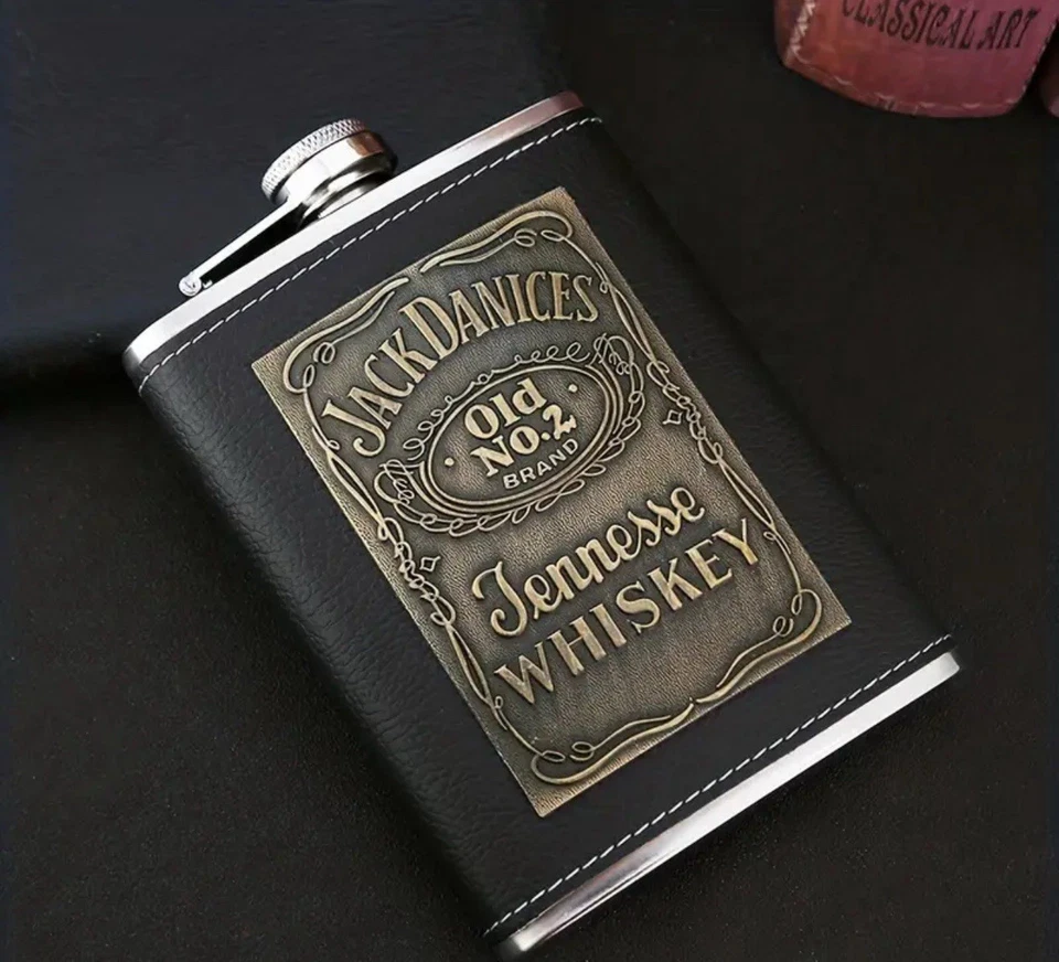 Edler Flachmann Edelstahl Stainless Steel und Kunstleder - NEU & OVP! - Bild 3 von 4