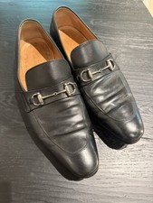 Gucci Black Leather Horsebit Slip-On Men’s Loafer Almond Toe 353016 Size 7