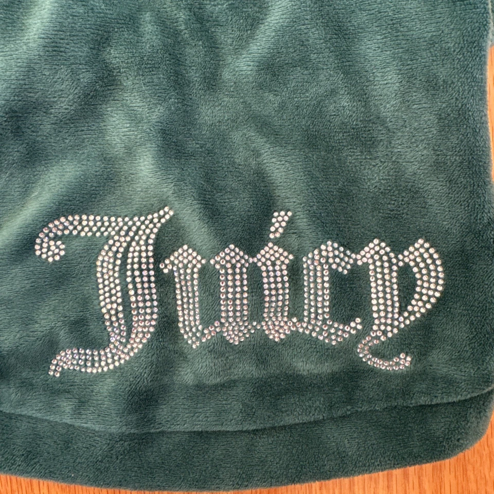 Moletom com capuz Juicy Couture verde veludo Bling vestuário para cachorro de estimação tamanho XS/S! - Imagem 2 de 4