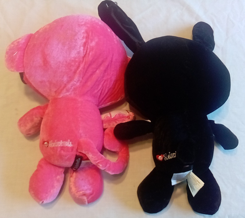 New w/ Tag Lot 2 SKELANIMALS Set Black Rabbit & Pink Dog Skeleton Plush Stuffed - Picture 2 of 13