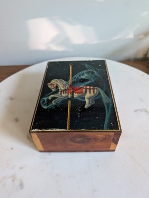 Vintage 1980s Celestial Carousel Horse Souvenir Box Fenwick Island, DE Memory