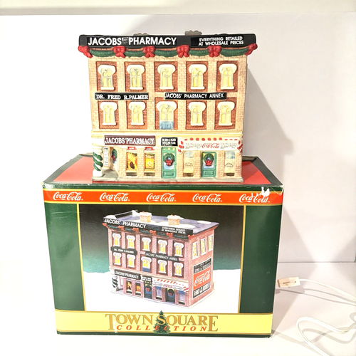 Vintage Coca-Cola Town Square Collection Jacob's Pharmacy Lighted Boxed 1992 - Picture 10 of 10