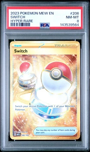 2023 POKEMON MEW EN-151 HYPER RARE #206 SWITCH PSA 8
