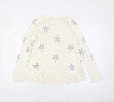 GAP Kids Pullover Pulli Elfenbein Sterne, Mädchen Größe 14, Baumwolle