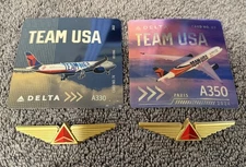 Delta Airline-Pilot Trading Cards  #74 and #63. Team USA Beijing and Paris.  