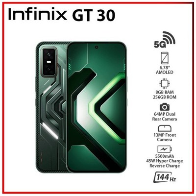 (New) Infinix GT 30 5G 8GB+256GB GREEN Dual SIM Unlocked Android Mobile Phone